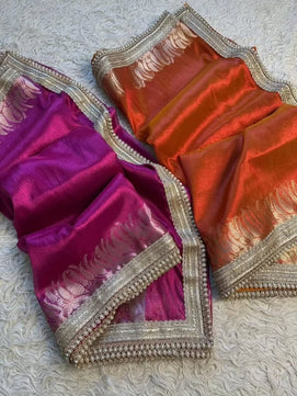 Tissue Silk Saree with Lace Work