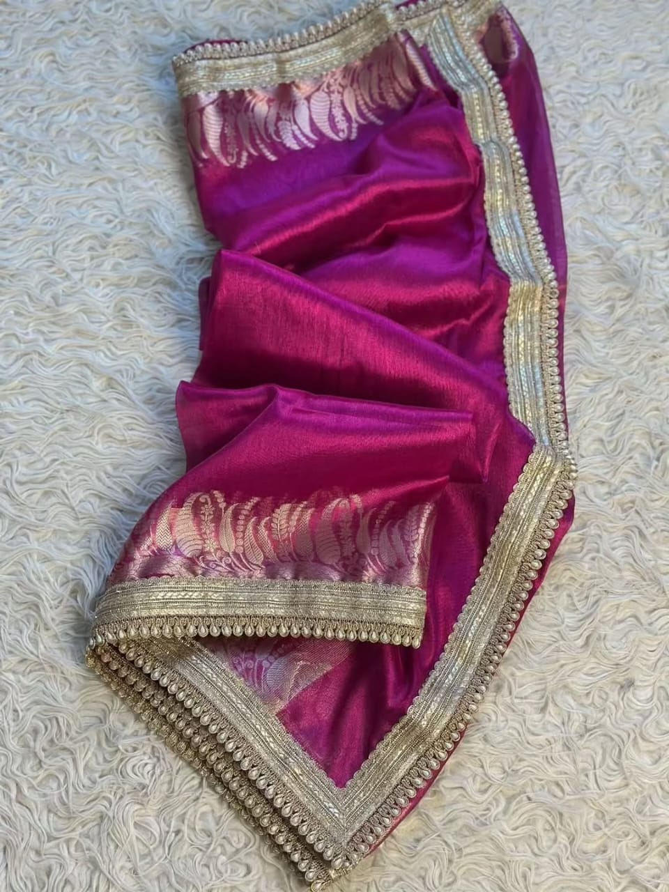 Tissue Silk Saree with Lace Work