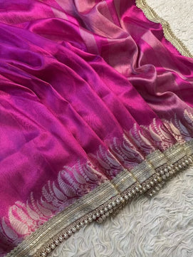 Tissue Silk Saree with Lace Work