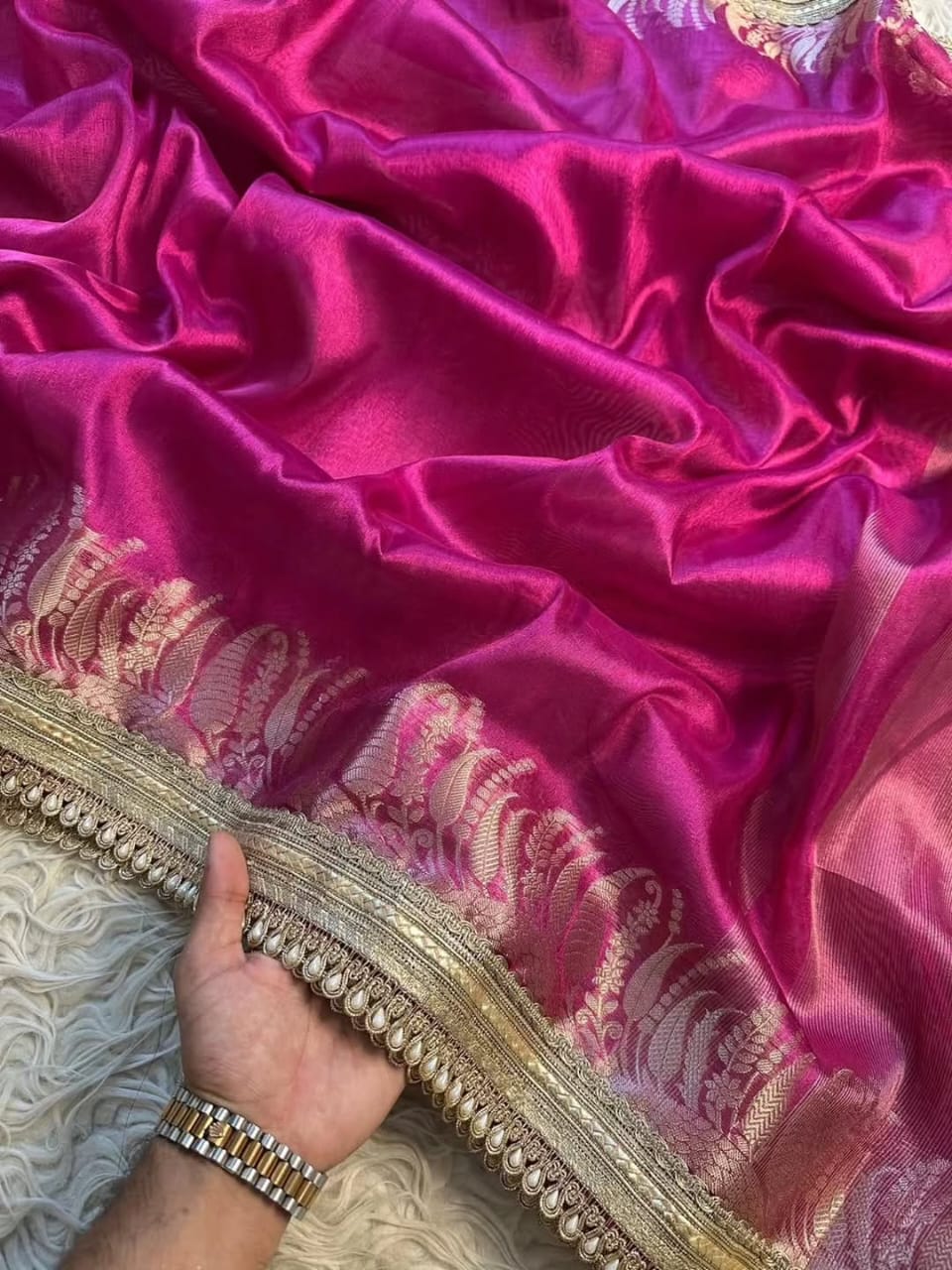 Tissue Silk Saree with Lace Work