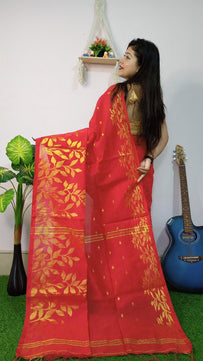Handloom Copper Woven Saree – Cotton Silk
