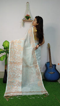 Handloom Copper Woven Saree – Cotton Silk