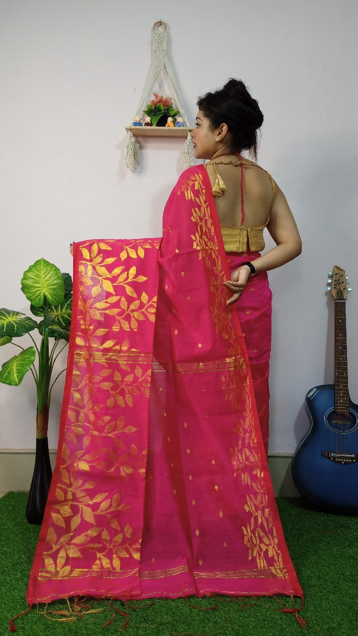 Handloom Copper Woven Saree – Cotton Silk