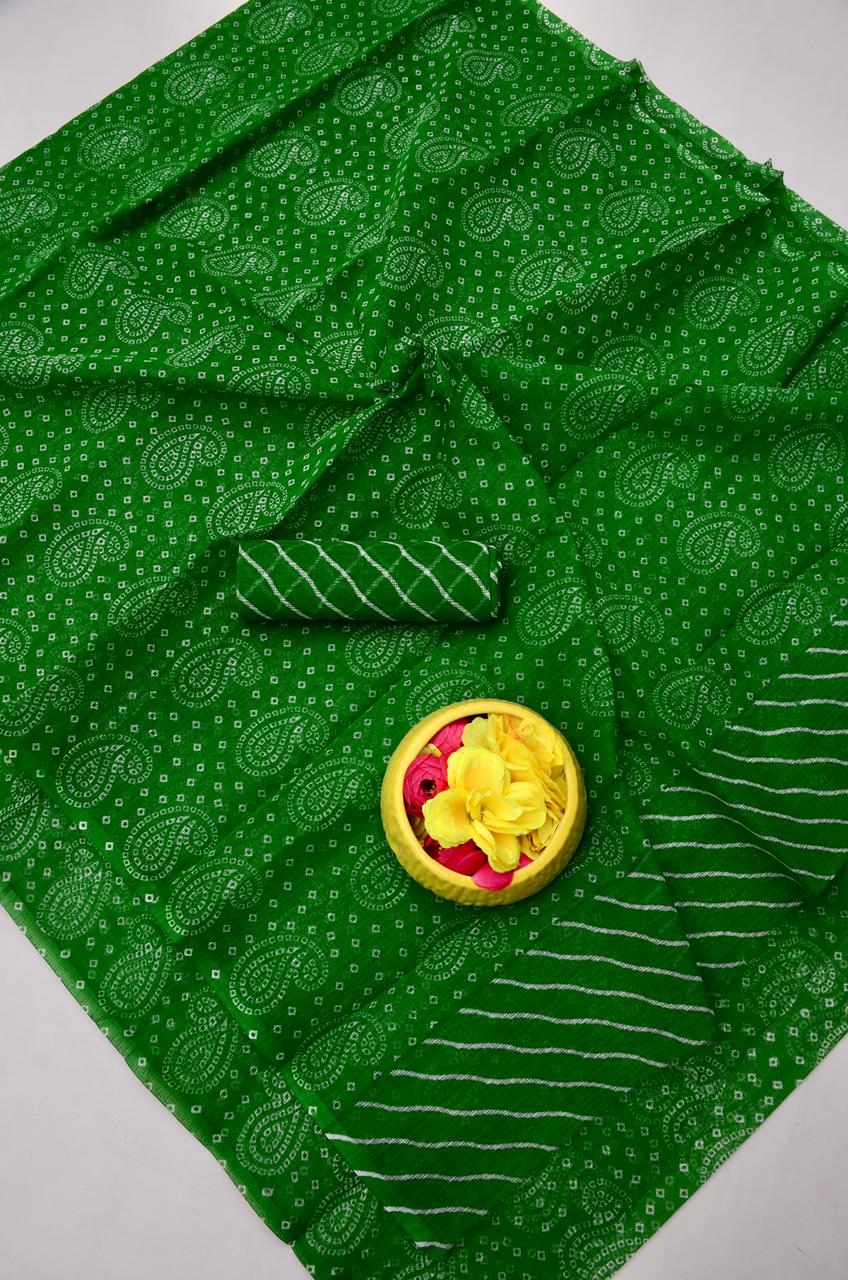 Kota Doria Bandhej Leheriya Saree