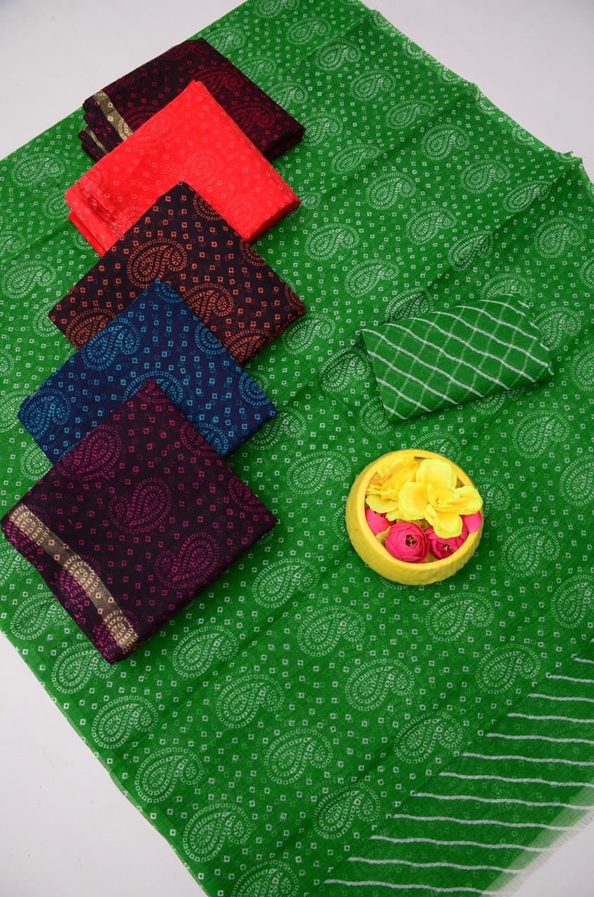 Kota Doria Bandhej Leheriya Saree