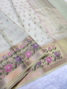 Kota Tissue Saree with Embroidery Work