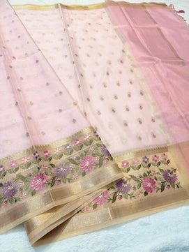 Kota Tissue Saree with Embroidery Work