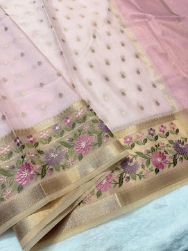 Kota Tissue Saree with Embroidery Work