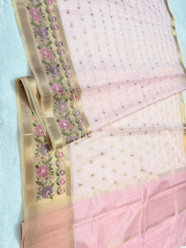 Kota Tissue Saree with Embroidery Work