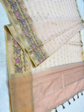 Kota Tissue Saree with Embroidery Work