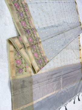 Kota Tissue Saree with Embroidery Work