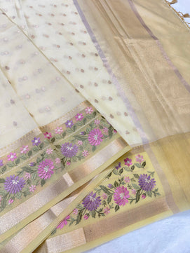 Kota Tissue Saree with Embroidery Work