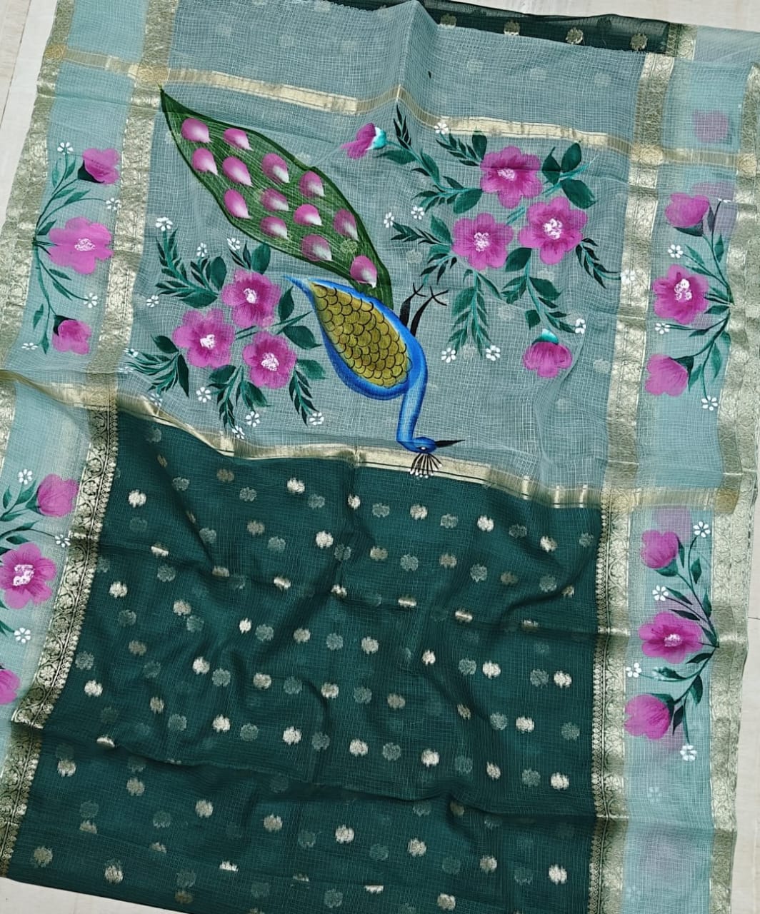 Kota Weaving & Hand Brush Paint Saree