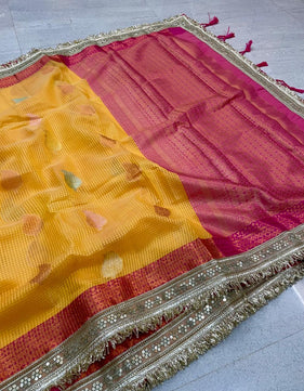 Kota Check Alfi Saree with Lace Work