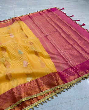 Kota Check Alfi Saree with Lace Work