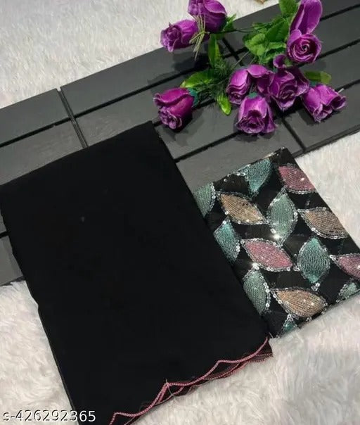 Georgette Saree with Embroidery Blouse