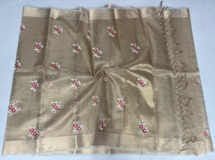 Kota Doria Semi Silk Embroidery Work Saree
