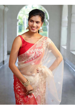 Pure Muslin Organza Jamdani Saree