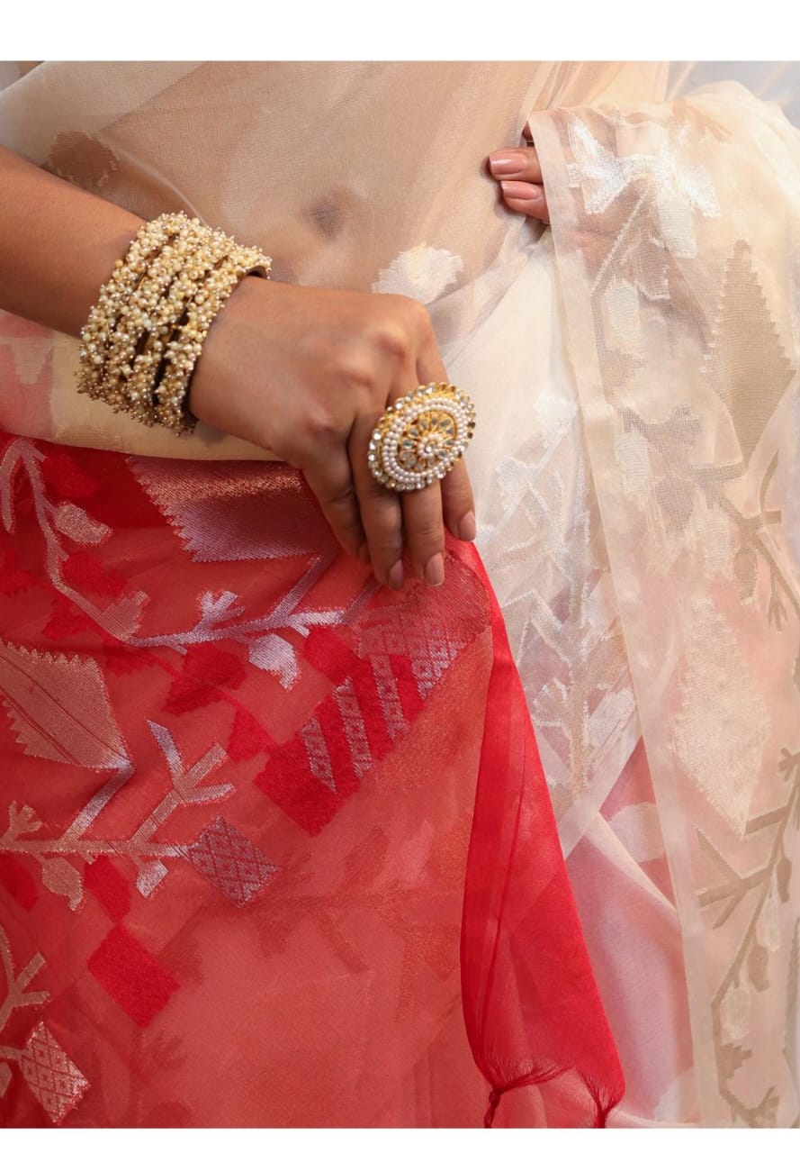 Pure Muslin Organza Jamdani Saree