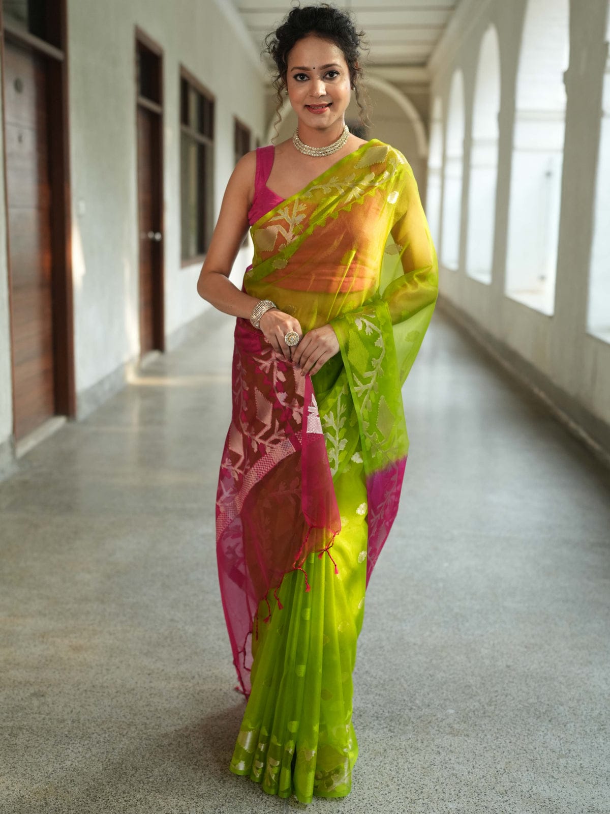 Muslin Organza Jamdani Saree