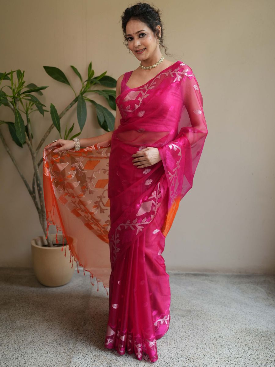 Muslin Organza Jamdani Saree
