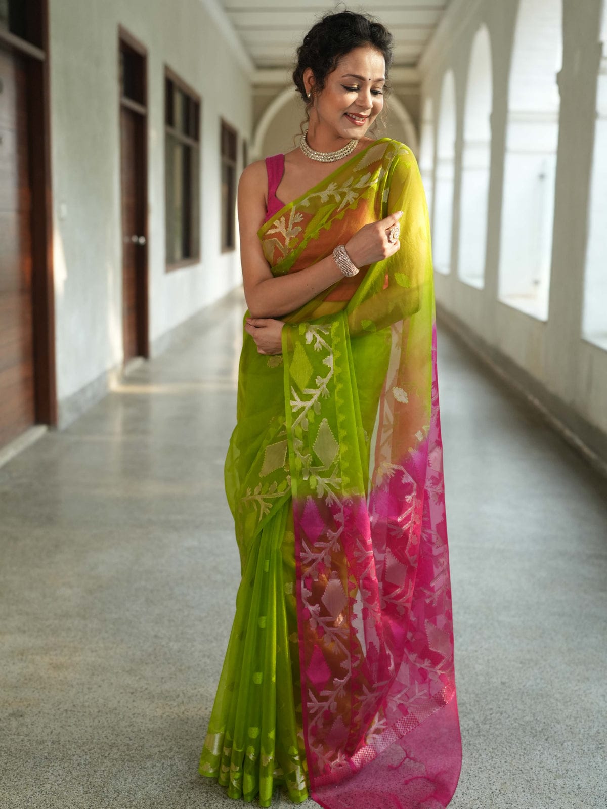 Muslin Organza Jamdani Saree