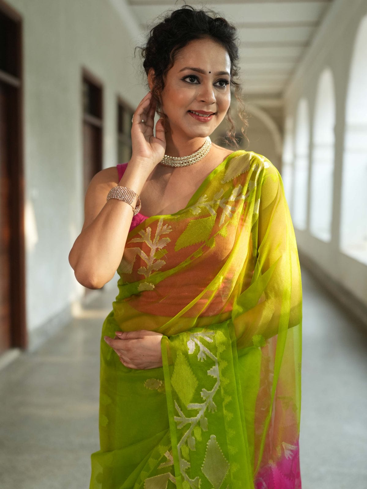 Muslin Organza Jamdani Saree