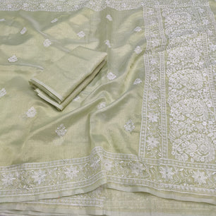 Kota Doria Tissue Embroidery Saree