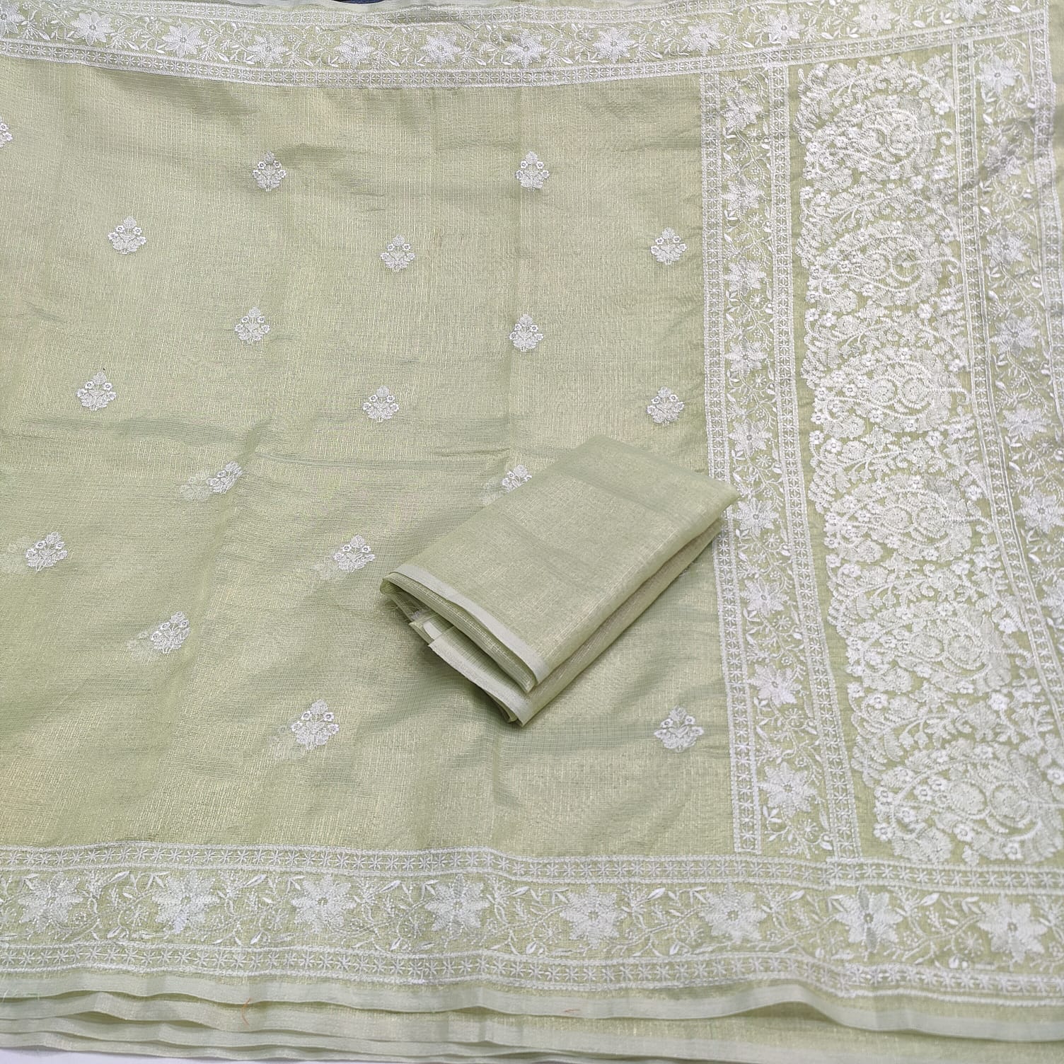 Kota Doria Tissue Embroidery Saree