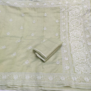 Kota Doria Tissue Embroidery Saree