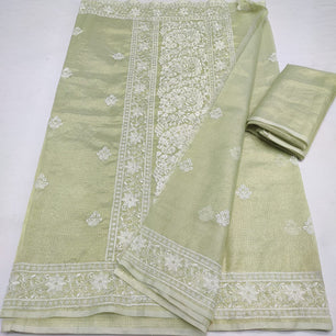 Kota Doria Tissue Embroidery Saree