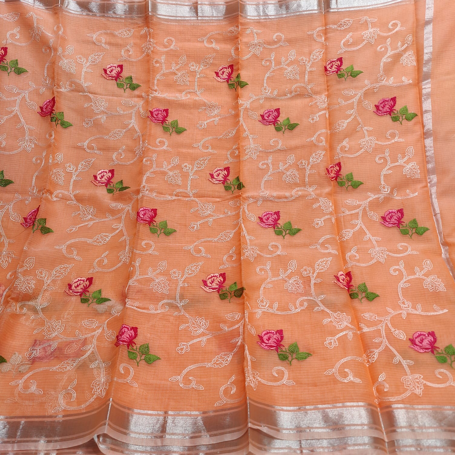 Kota Doria Embroidery Saree