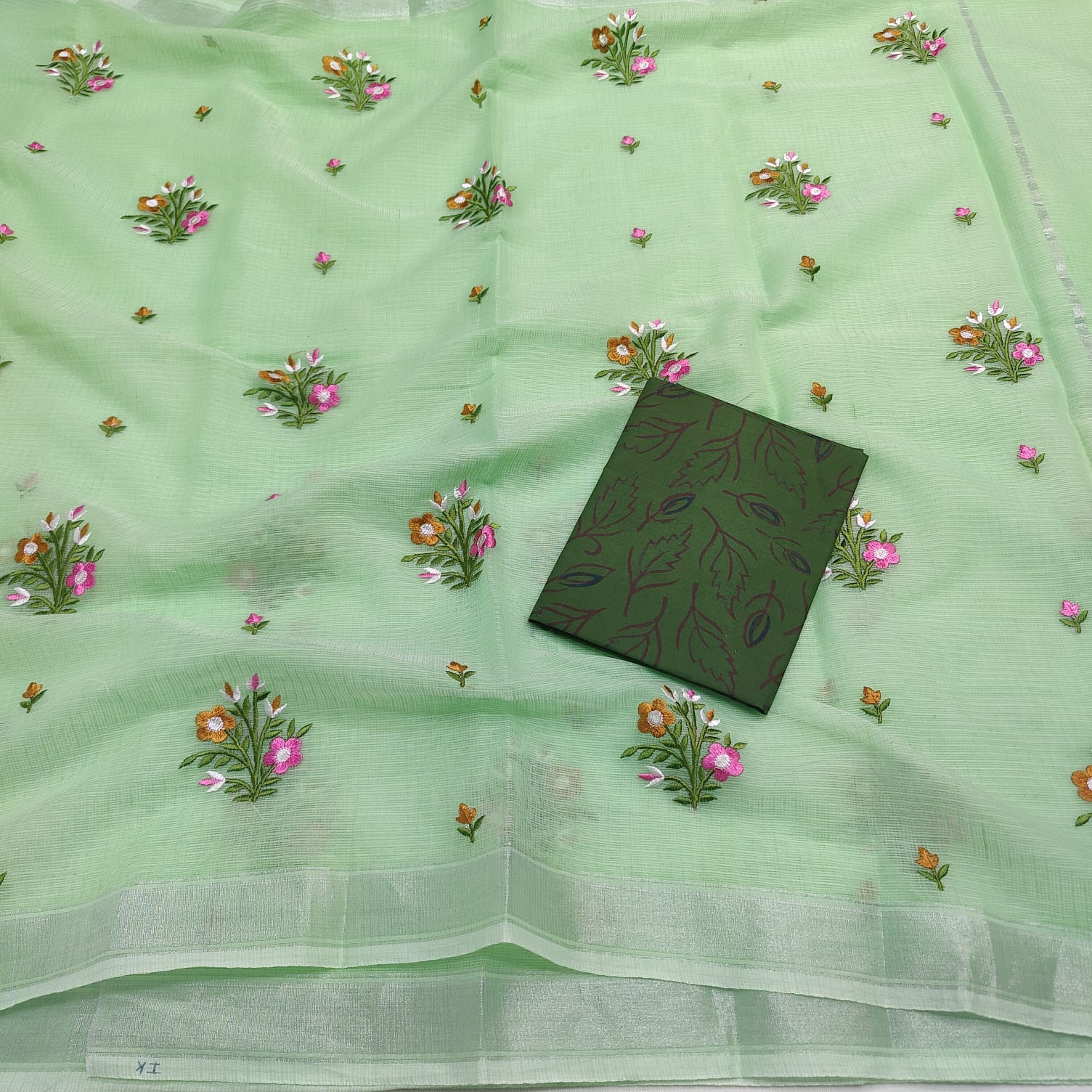 Kota Doria Embroidery Saree