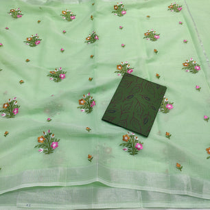Kota Doria Embroidery Saree