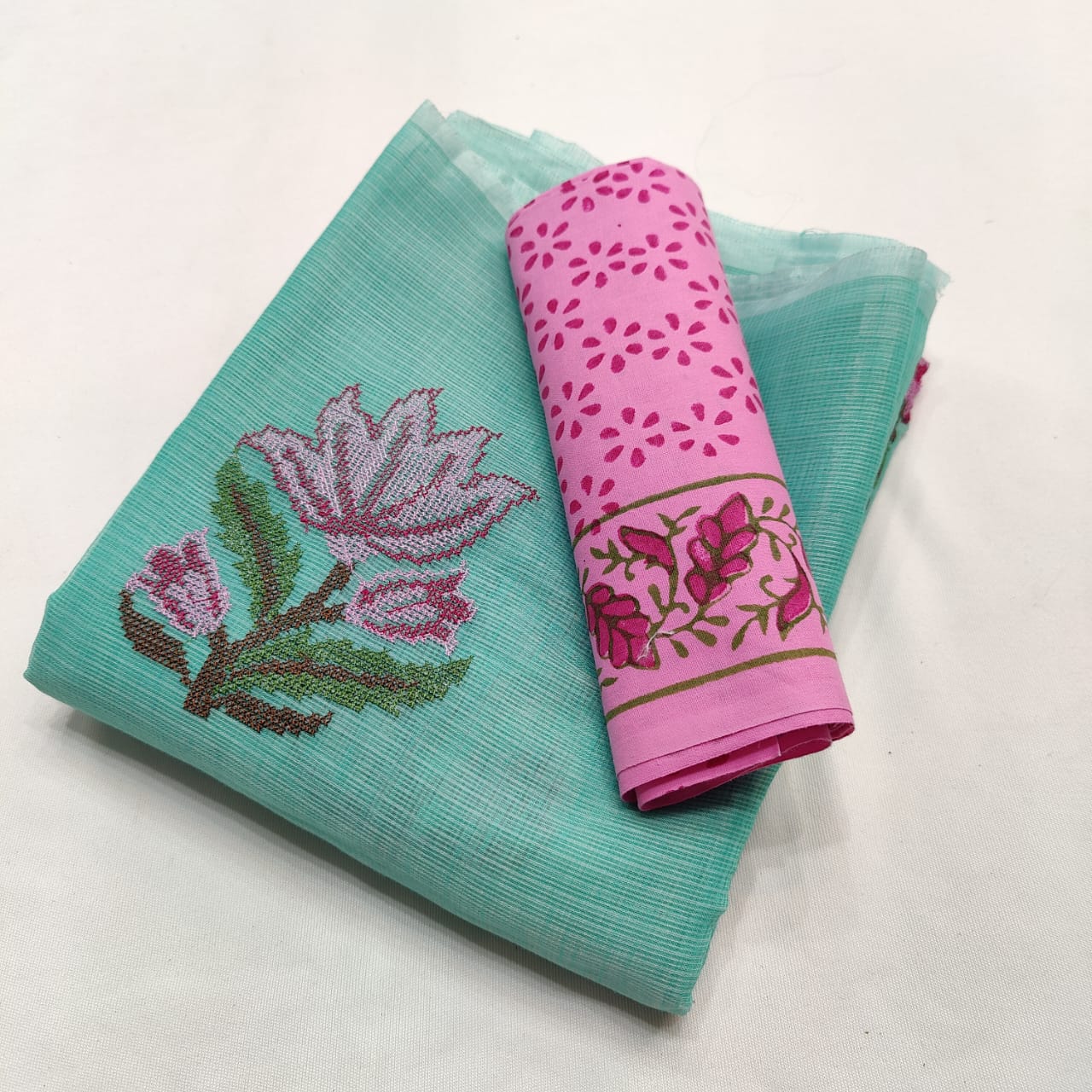Kota Doria Embroidery Saree