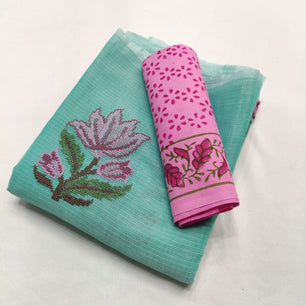 Kota Doria Embroidery Saree