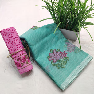 Kota Doria Embroidery Saree