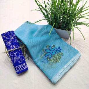 Kota Doria Embroidery Saree