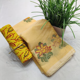 Kota Doria Embroidery Saree