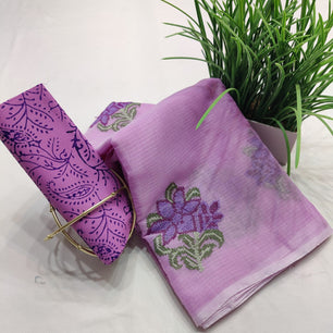 Kota Doria Embroidery Saree