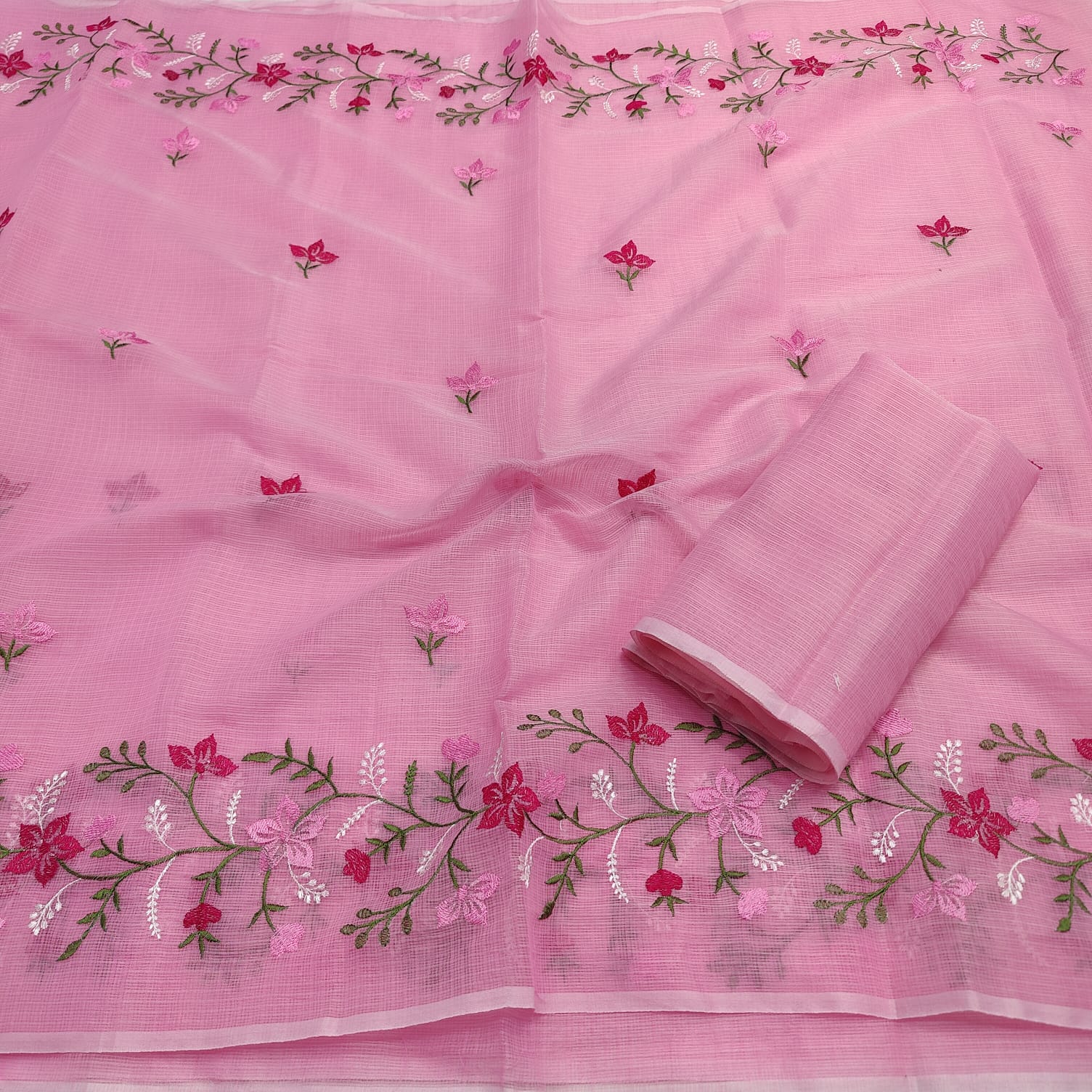 Kota Doria Embroidery Saree