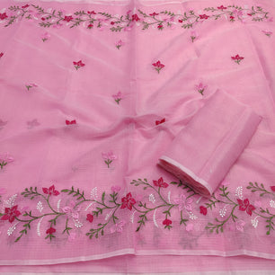 Kota Doria Embroidery Saree