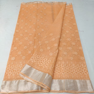 Kota Doria Chikankari Embroidery Saree