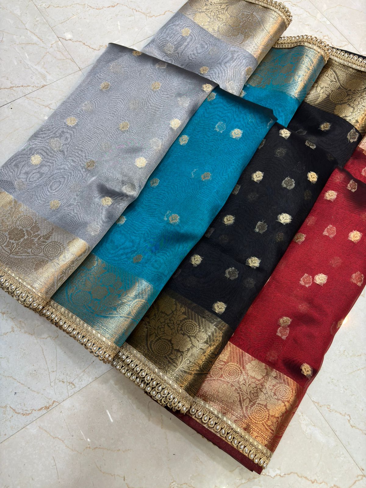 Tissue Silk Saree with Lace Work
