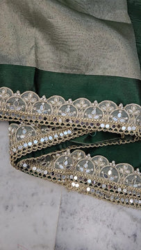 Tissue Saree with Mirror Lace Work