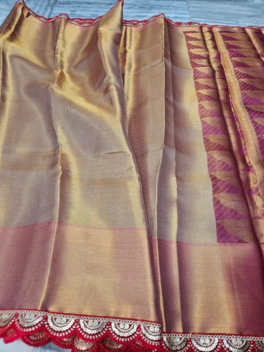 Tissue Saree with Lace Work