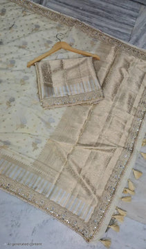Bridal Dupion Saree with Heavy Lace Work