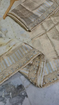 Bridal Dupion Saree with Heavy Lace Work