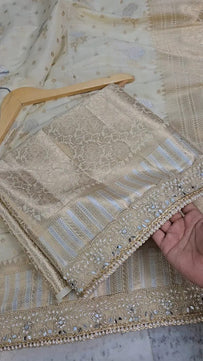Bridal Dupion Saree with Heavy Lace Work