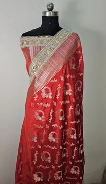 Bridal Viscose Saree with Heavy Lace Work
